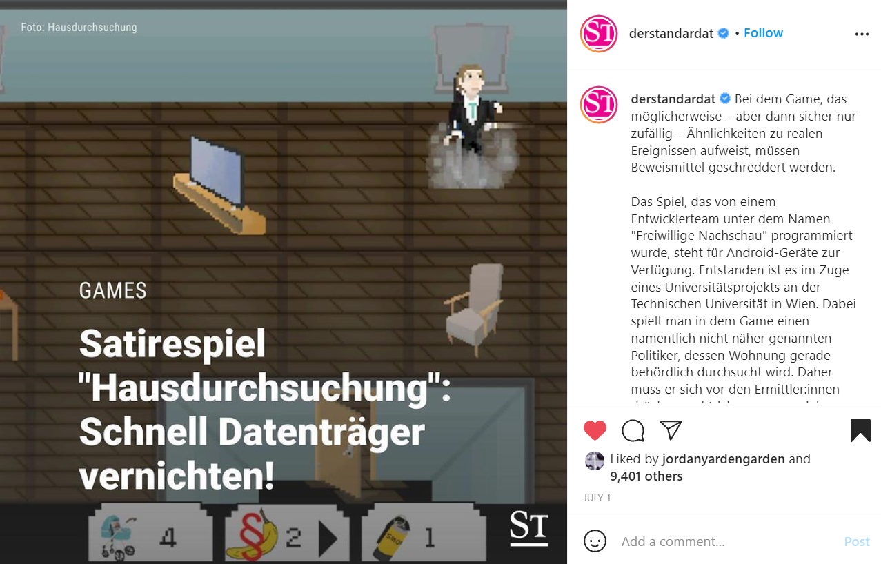 hausdurchsuchung reporting in Der Standard