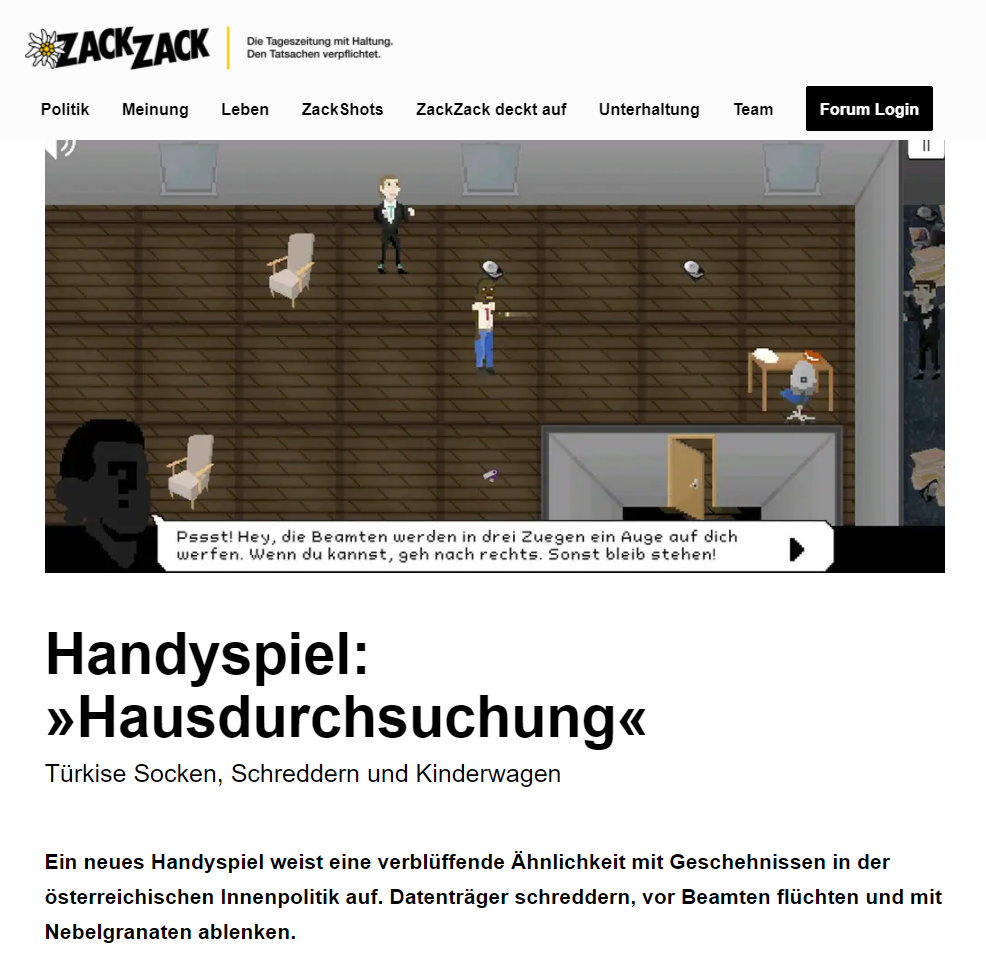 hausdurchsuchung reporting in Der Standard